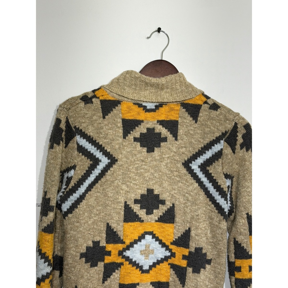 OshKosh Bgosh Vintage Southwestern Cardigan Tan Yellow Geometric Kids Size 14 - Picture 7 of 10